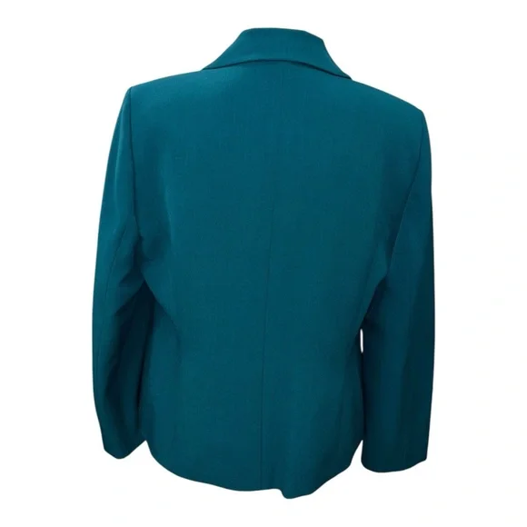 NWT Kasper Womens Sz 14 Teal Peacock Lined Button Blazer Jacket Career Suit $99 - Picture 2 of 13
